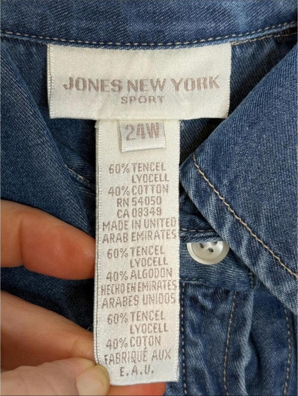 Jones New York Sport Women's Blue Denim Button Front Plus Size Maxi Dress 24W - Picture 2 of 3